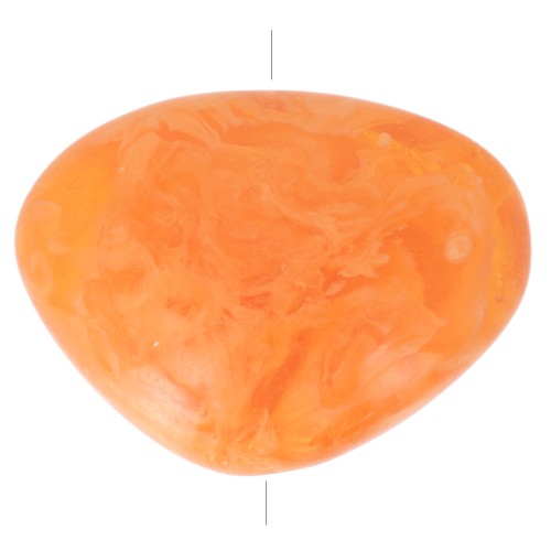 Perle plate irrégulière en résine translucide 20x27 mm - Orange marbré x1