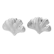 Clous d'oreilles Ginkgo 11x17 mm avec anneau ouvert - Acier inox 316L x2|raw }}