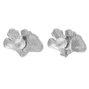 Clous d'oreilles Ginkgo 11x17 mm avec anneau ouvert - Acier inox 316L x2