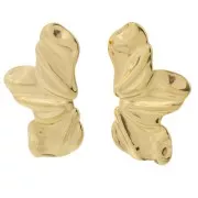 Boucles d'oreilles demi fleur 45x25 mm effet plissé - Acier inox 304L Doré x2