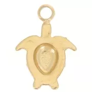 Mini breloque tortue 9x7 mm avec strass - Acier inoxydable 304L Doré x1