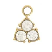 Mini breloque triangle 6.5x5 mm avec strass - Acier inox 304L Doré