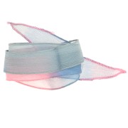 Ruban de soie 25 mm - Tie and dye - Bleu - Bleu ciel - Rose x85cm|raw }}