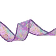 Rubans de soie 18 mm - motifs fleurs japonaises - Violet x1m|raw }}