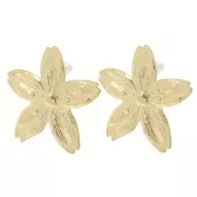 Boucles d'oreilles fleur de cerisier 31x33 mm - Acier inoxydable 304L Doré x2