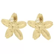 Boucles d'oreilles fleur de cerisier 31x33 mm - Acier inoxydable 304L Doré x2