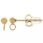 Clous d'oreilles boule 3 mm avec anneau fermé - Acier inoxydable 304L Doré x2