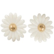 Boucles d'oreilles fleur marguerite 43 mm résine - Acier inox 304L Doré - Blanc x2|raw }}