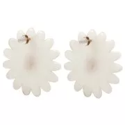 Boucles d'oreilles fleur marguerite 43 mm résine - Acier inox 304L Doré - Blanc x2