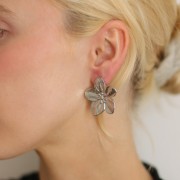 Boucles d'oreilles fleur de cerisier 30 mm - Acier inoxydable 304L x2