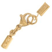 Fermoir mousqueton avec pince à lacet 1.5mm à 2mm Acier inoxydable 304L Doré x1