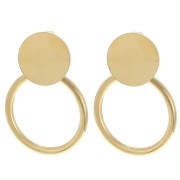 Boucles d'oreilles rond avec cercle évidé 27x20 mm - Acier inox 304L Doré x2|raw }}