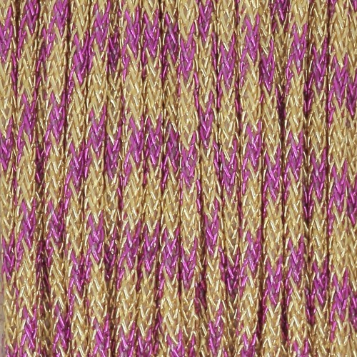 Fil nylon tressé métallisé 0.85 mm - Premium - Doré - Fuchsia x10m