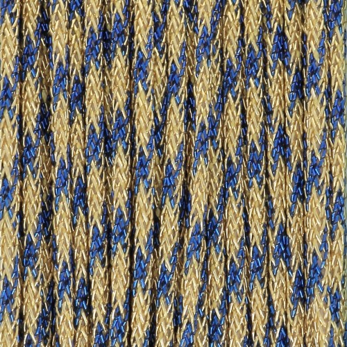Fil nylon tressé métallisé 0.85 mm - Premium - Doré - Bleu royal x10m