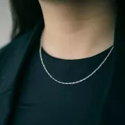 Collier maille Miroir - serpent plat torsadé 1.1 mm - Argent 925 x42cm