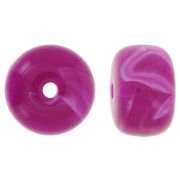 Perles rondelles gros trous 14.5x9 mm en acrylique - Magenta marbré x20