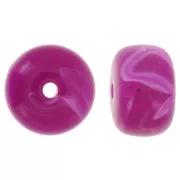 Perles rondelles gros trous 14.5x9 mm en acrylique - Magenta marbré x20