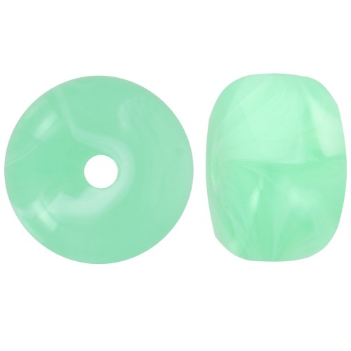 Perles rondelles gros trous 14.5x9 mm en acrylique - Vert clair marbré x20