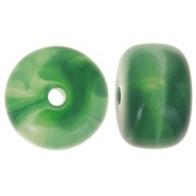 Perles rondelles gros trous 14.5x9 mm en acrylique - Vert foncé marbré x20