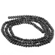 Perles rondelles aplaties facettées 3x2 mm en pierre gemme - Spinelle noire x38cm