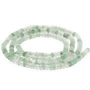 Perles rondelles aplaties facettées 3x2 mm gemme - Strawberry Quartz Vert x39cm