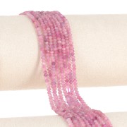 Perles rondelles aplaties facettées 3x2 mm en pierre gemme - Tourmaline Rose x39cm