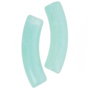 Perles tube incurvé en acrylique translucide 33x8mm - Vert d'eau marbré nacré x6