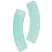 Perles tube incurvé en acrylique translucide 33x8mm - Vert d'eau marbré nacré x6