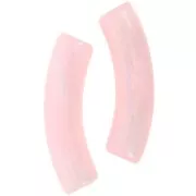 Perles tube incurvé en acrylique translucide 33x8mm - Rose clair marbré nacré x6
