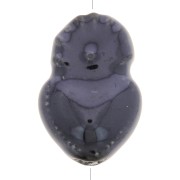 Perle coeur Ex-voto mexicain en céramique 15x10 mm - Noir irisé x1