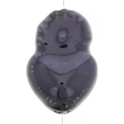 Perle coeur Ex-voto mexicain en céramique 15x10 mm - Noir irisé x1