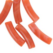 Perles tube incurvé en acrylique opaque 19x5 mm - Terracotta marbré x10