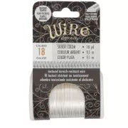 Fil de cuivre demi rond texturé 1.02 mm semi dur - Argenté anti-ternissement x9.1m