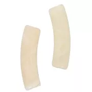 Perles tube incurvé en acrylique translucide 19x5 mm - Ecru marbré x10