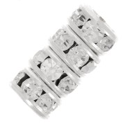 Rondelles Strass 6 mm - Argenté - Crystal x4
