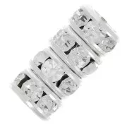 Rondelles Strass 6 mm - Argenté - Crystal x4