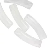 Perles tube incurvé en acrylique transparent 19x5 mm - Blanc marbré x10