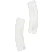 Perles tube incurvé en acrylique transparent 19x5 mm - Blanc marbré x10