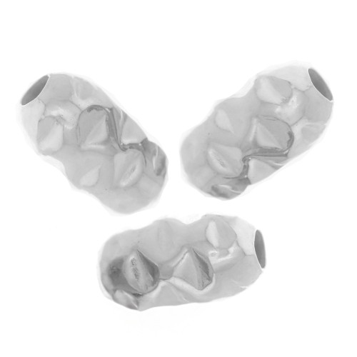 Perles olive 5x3 mm effet froissé - Argent 925 x20