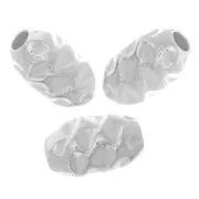 Perles olive 8x5 mm effet froissé - Argent 925 x5