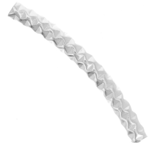 Perle tube incurvé 30x3 mm effet diamanté - Argent 925 x1