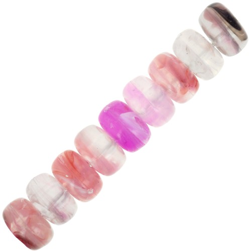 Perles rondelles 7x4 mm en acrylique transparent - Mix Violet - Rose marbré x20