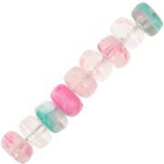 Perles rondelles 7x4 mm en acrylique transparent - Mix Rose - Vert marbré x20