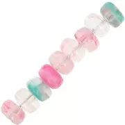 Perles rondelles 7x4 mm en acrylique transparent - Mix Rose - Vert marbré x20