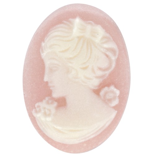 Camée résine 18x13 mm - coté gauche - Light Rose x1
