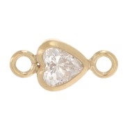Intercalaire coeur 7x3.5 mm oxyde de Zirconium - Gold filled (or laminé) - Crystal|raw }}