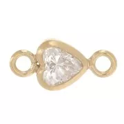 Intercalaire coeur 7x3.5 mm oxyde de Zirconium - Gold filled (or laminé) - Crystal