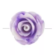 Perle fleur 20 mm en synthétique - Marbré Violet - Crème x1