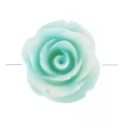Perle fleur 20 mm en synthétique - Marbré Turquoise - Crème x1