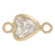 Intercalaire coeur 8x4 mm oxyde de Zirconium - Gold filled (or laminé) - Crystal